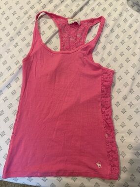 Abercrombie & Fitch Hot Pink Lace Racerback Tank